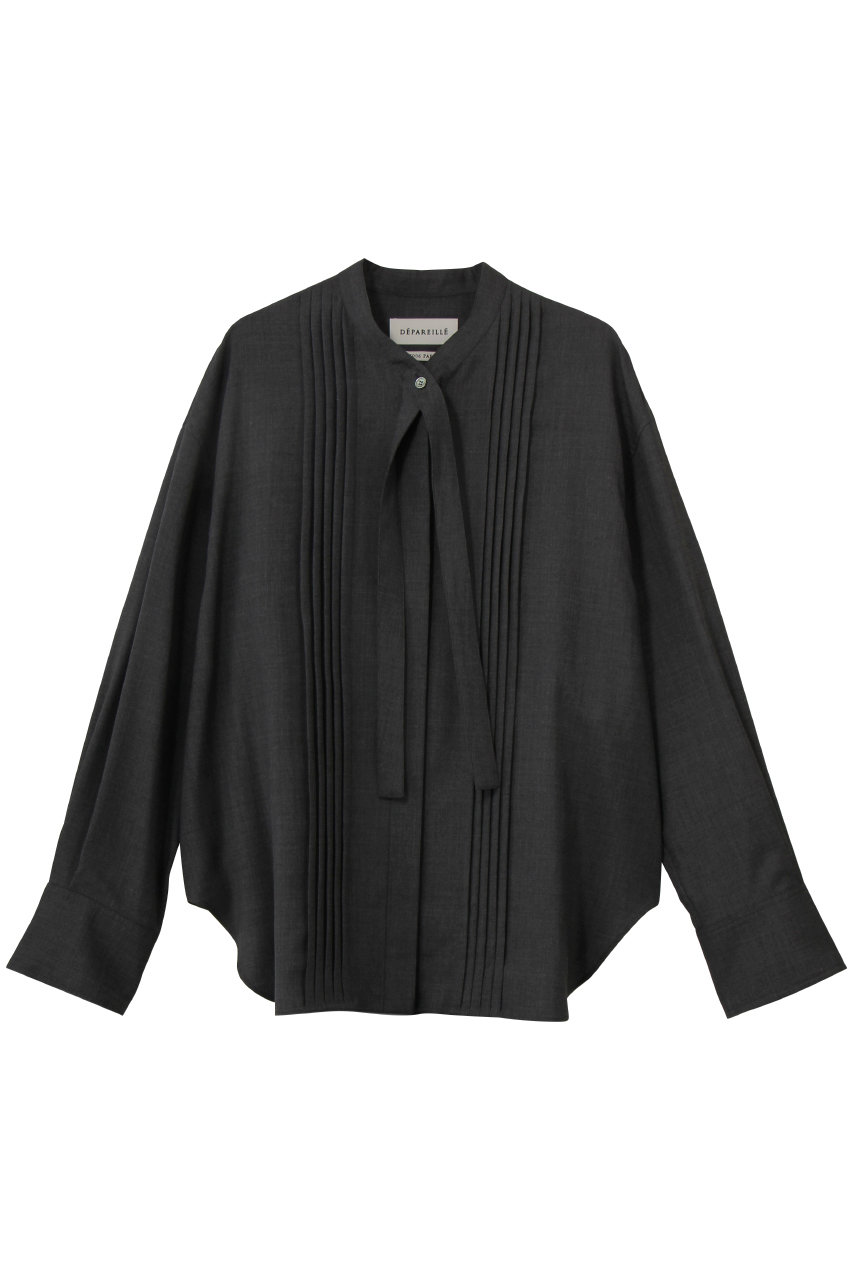 DEPAREILLE ウォッシャブルウールボウシャツ (チャコールグレー, 38) デパリエ ELLE SHOP