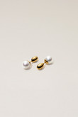 FAKE PEARL ゴールドスタッズピアス S