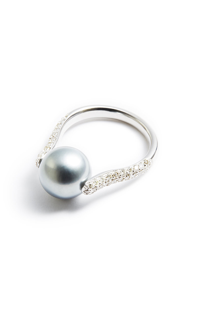 オー/oeauの【受注生産】dilemma リング(silver pearl×diamond)(ホワイトゴールド×シルバー/oeau-02-003 silver)
