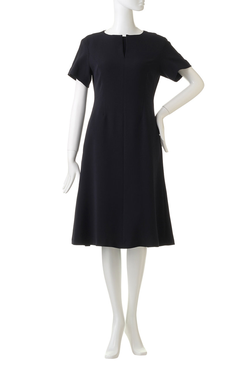 【中古】未使用品 ザ ライナー スライトリーフレアドレス ワンピース ひざ丈 半袖 38 紺 TL1-DR03 レディース ザ ライナー スライトリーフレアドレス ワンピース ひざ丈 半袖 38 紺