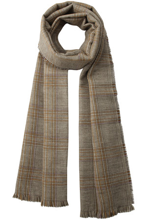 【UNISEX】リネンウールカシミヤグレンチェックストール