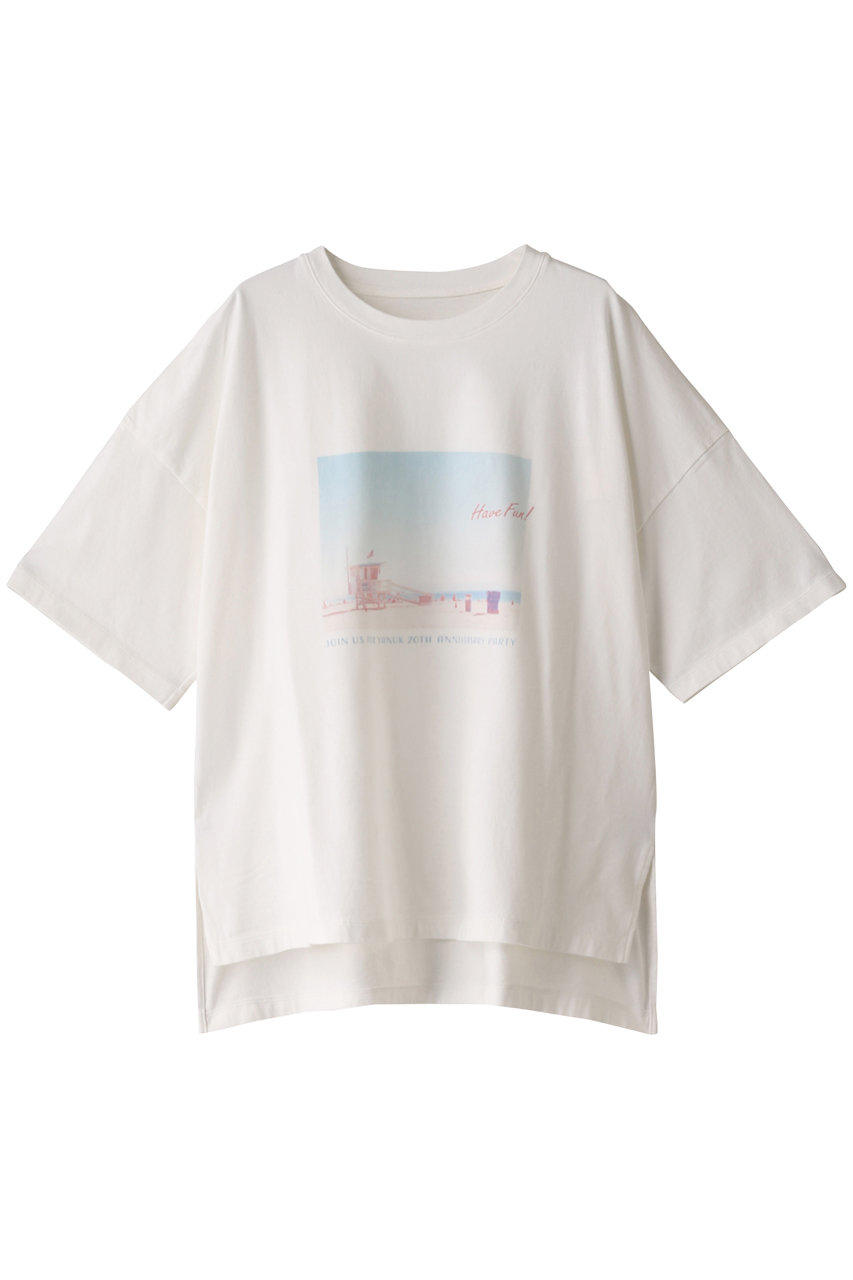 ＜ELLE SHOP＞ YANUK プリントTシャツ (ホワイト F) ヤヌーク ELLE SHOP