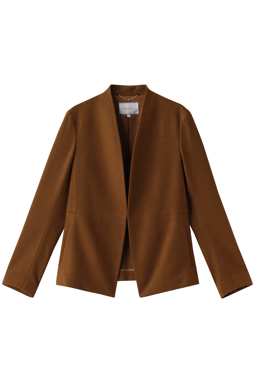 BEIGE, MAZARINE(マザリーヌ)/ノーカラージャケット (L.Brown, 4) ベイジ, ELLE SHOP BEIGE, MAZARINE(マザリーヌ)/ノーカラージャケット (L.Brown, 4) ベイジ, ELLE SHOP