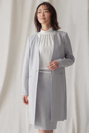 ベイジ，/BEIGE，のCINDY（シンディ）/ノーカラーロングジャケット(110800/110801)