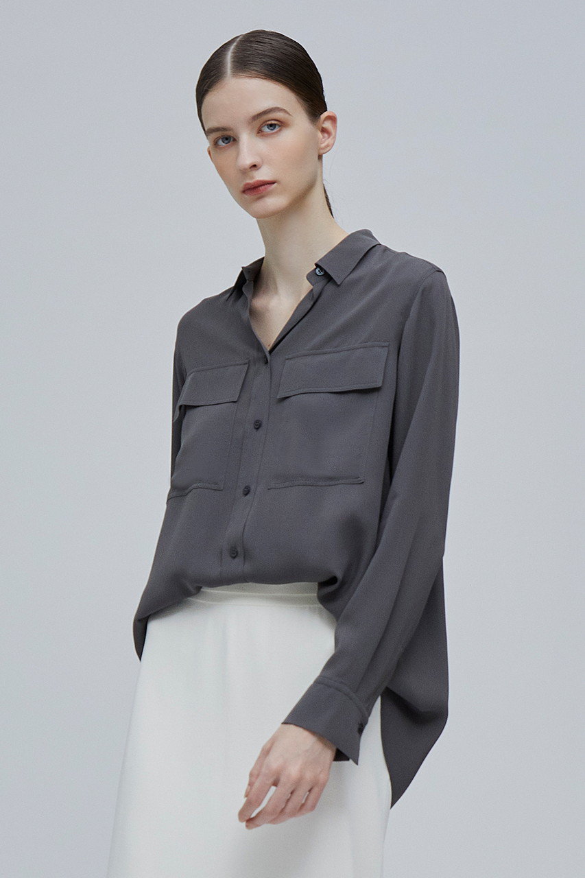BEIGE，(ベイジ，)｜OLGA（オルガ）/シャーリングブラウス/Slate の 