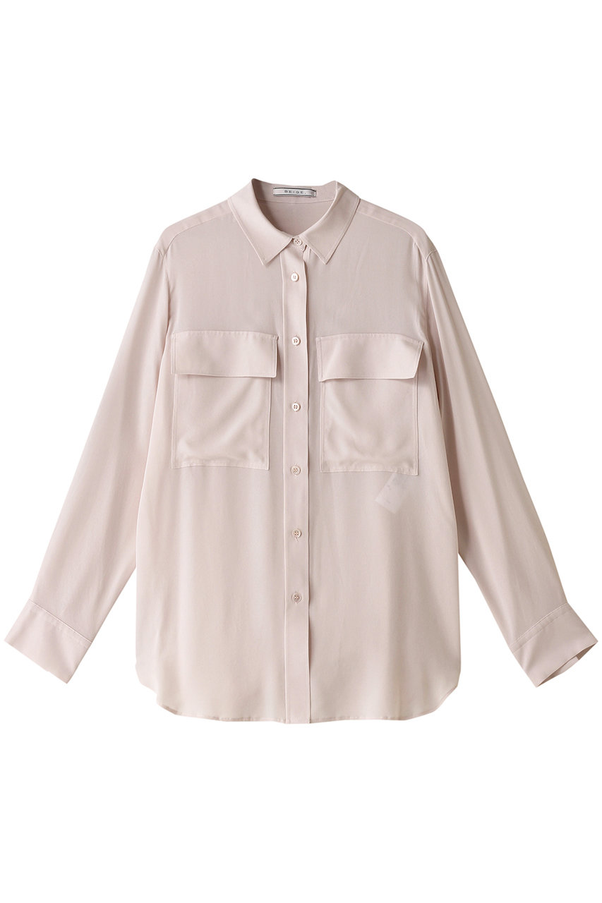 BEIGE， OLGA（オルガ）/シャーリングブラウス (Nude, 4) ベイジ， ELLE SHOP