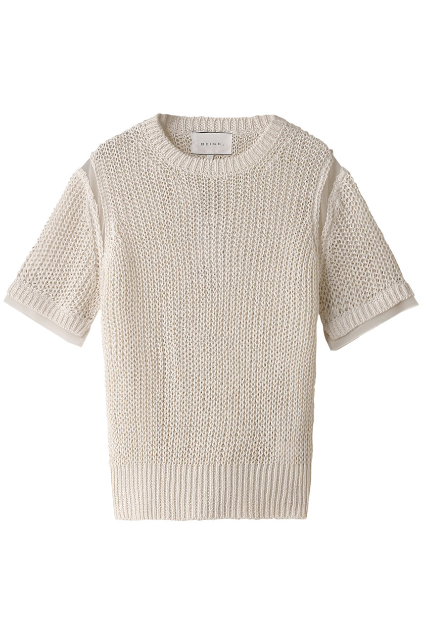 BEIGE, OLIVIER(オリヴィエ)/半袖ニット (Ecru, 4) ベイジ, ELLE SHOP BEIGE, OLIVIER(オリヴィエ)/半袖ニット (Ecru, 4) ベイジ, ELLE SHOP
