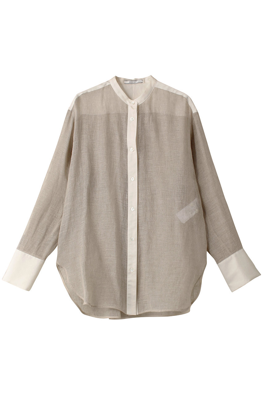 BEIGE, MATHIEU(マチョー)/バンドカラーシャツ (Flax, 4) ベイジ, ELLE SHOP BEIGE, MATHIEU(マチョー)/バンドカラーシャツ (Flax, 4) ベイジ, ELLE SHOP