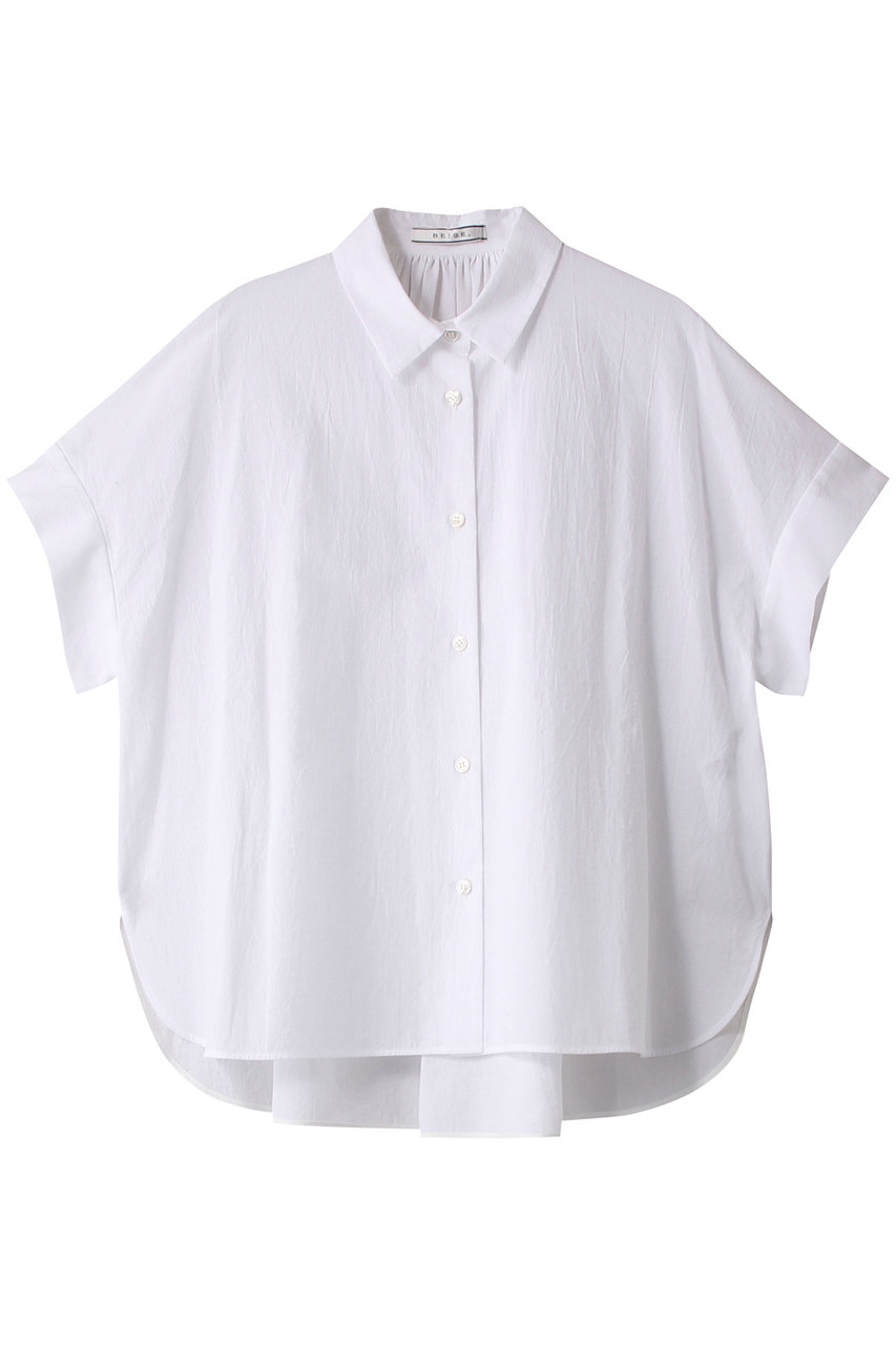 BEIGE， SACHA（サシャ）/ハーフスリーブシャツ (White, 4) ベイジ， ELLE SHOP