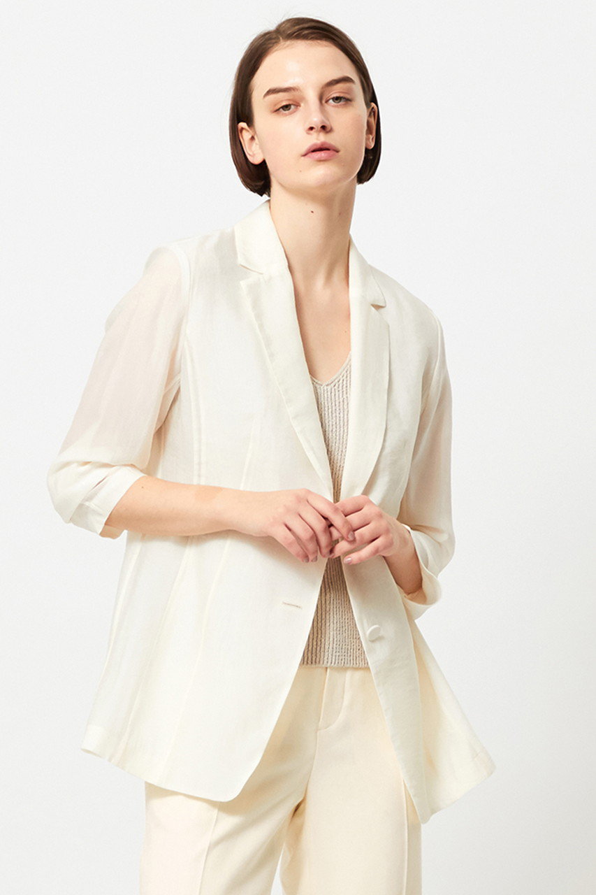 ショート丈ノーカラーリネンジャケット la primavera online store