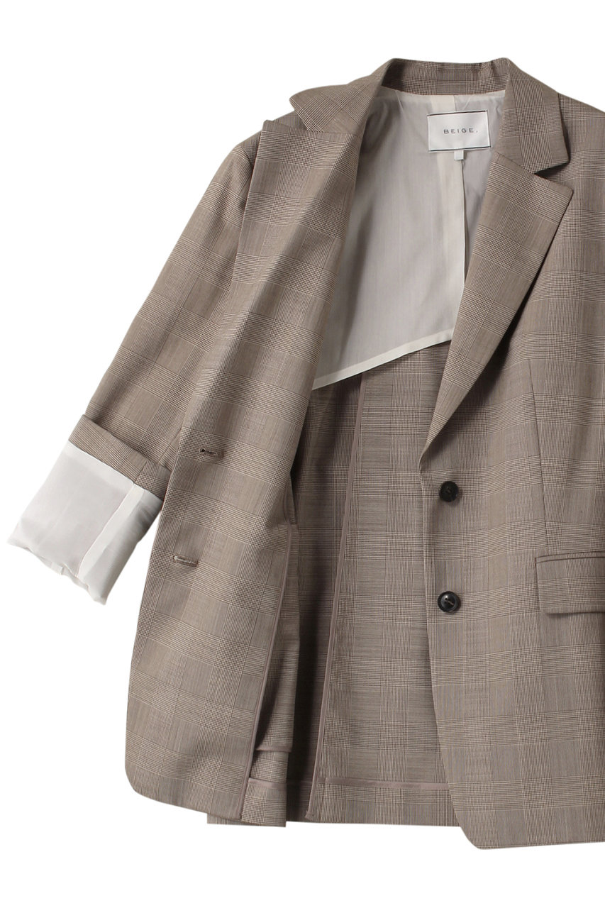 ベイジ　BEIGE チェックジャケット　テーラードジャケット　パールボタン BEIGE，(ベイジ，)｜MER（メール）/グレンチェックジャケット