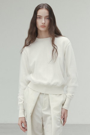 ENFOLD - BEIGE  シャープな印象のウール100ニット ベイジ 2カラーニット BEIGE，｜ベイジ，のニット通販｜ELLE SHOP (エル・ショップ