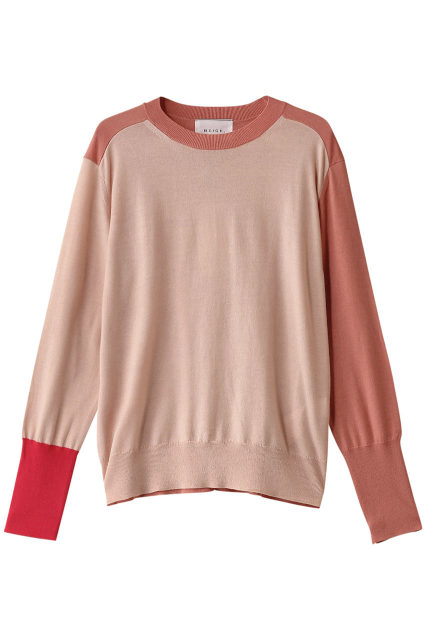 ベイジ，/BEIGE，のBURNET（バーネット）/カラーミックスクルーネックトップ(Nude×Salmon×Pink/KRCWGS0100)