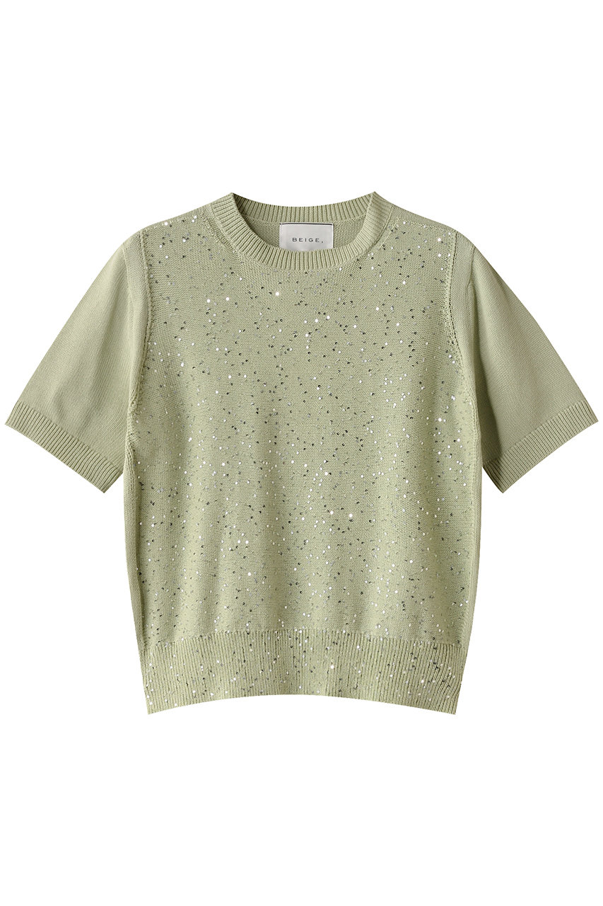BEIGE, FENNNEL(フェンネル)/コットンスパンコール半袖ニット (Sage, 4) ベイジ, ELLE SHOP BEIGE, FENNNEL(フェンネル)/コットンスパンコール半袖ニット (Sage, 4) ベイジ, ELLE SHOP