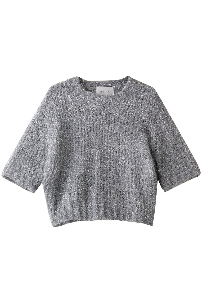 BEIGE, TRITOMA(トリトマ)/ラメクルーネック半袖ニット (Silver, 4) ベイジ, ELLE SHOP BEIGE, TRITOMA(トリトマ)/ラメクルーネック半袖ニット (Silver, 4) ベイジ, ELLE SHOP