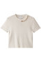 VINCA（ビンカ）/パール付き半袖コットンリブニット ベイジ，/BEIGE， Ecru