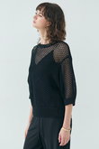 ALOE（アロエ）/コットンメッシュ半袖クルーネックニット