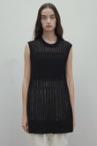 ALOE（アロエ）/コットンメッシュオーガンジーノースリーブニット