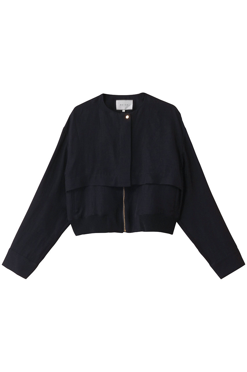 BEIGE, BERNARD(ベルナール)/リネンノーカラーラップブルゾン (Navy, 4) ベイジ, ELLE SHOP BEIGE, BERNARD(ベルナール)/リネンノーカラーラップブルゾン (Navy, 4) ベイジ, ELLE SHOP