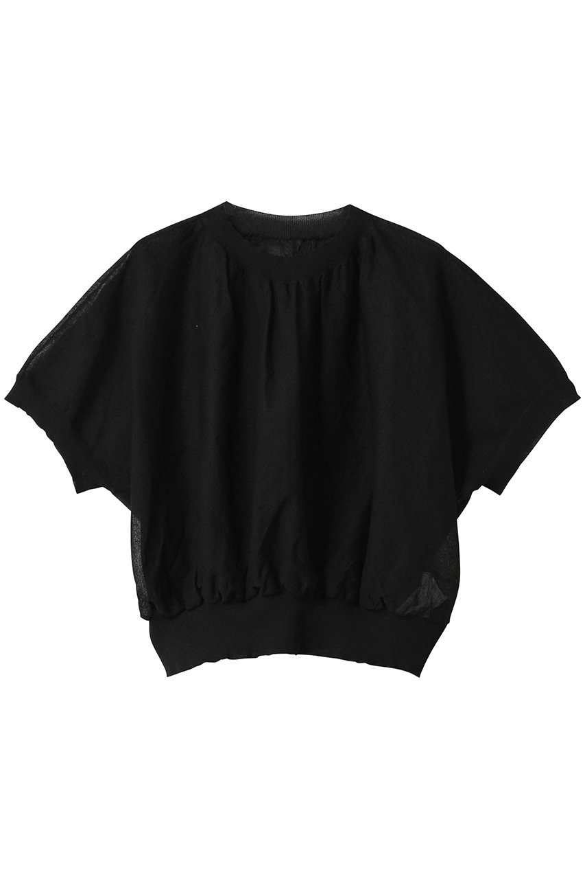 BEIGE, LUPINUS(ルピナス)/リネン混半袖プルオーバーギャザーニット (Black, 4) ベイジ, ELLE SHOP BEIGE, LUPINUS(ルピナス)/リネン混半袖プルオーバーギャザーニット (Black, 4) ベイジ, ELLE SHOP