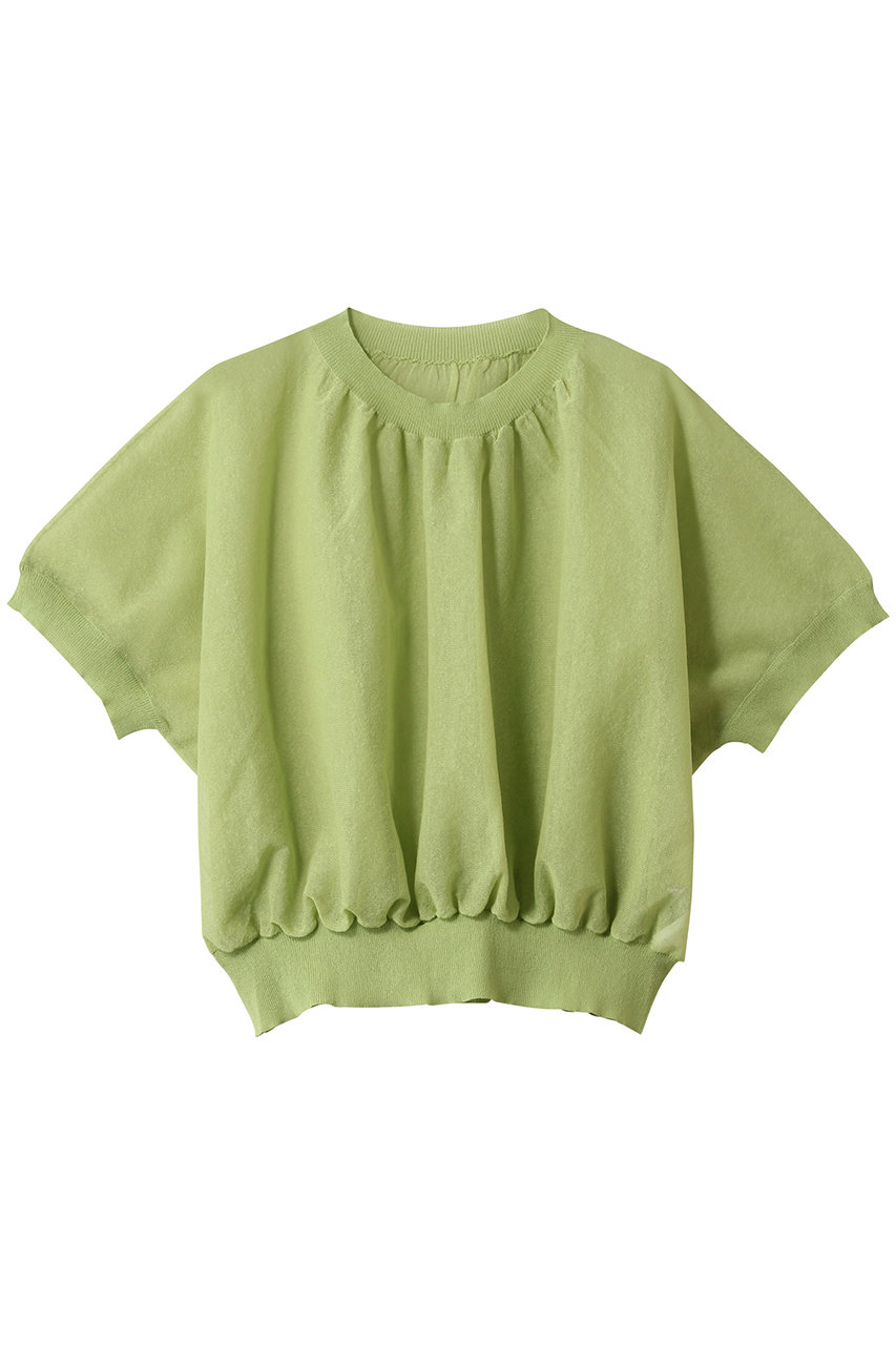 BEIGE, LUPINUS(ルピナス)/リネン混半袖プルオーバーギャザーニット (Lime, 4) ベイジ, ELLE SHOP BEIGE, LUPINUS(ルピナス)/リネン混半袖プルオーバーギャザーニット (Lime, 4) ベイジ, ELLE SHOP