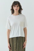 NADIA（ナディア）/レザーポケット付き半袖ニットTシャツ（ウォッシャブル）