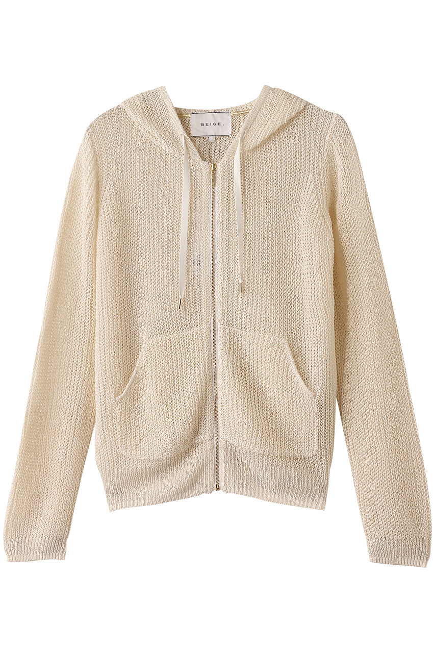 BEIGE, OPTICAL(オプティカル)/ペーパーヤーンフーディージップニット (Ecru, 4) ベイジ, ELLE SHOP BEIGE, OPTICAL(オプティカル)/ペーパーヤーンフーディージップニット (Ecru, 4) ベイジ, ELLE SHOP