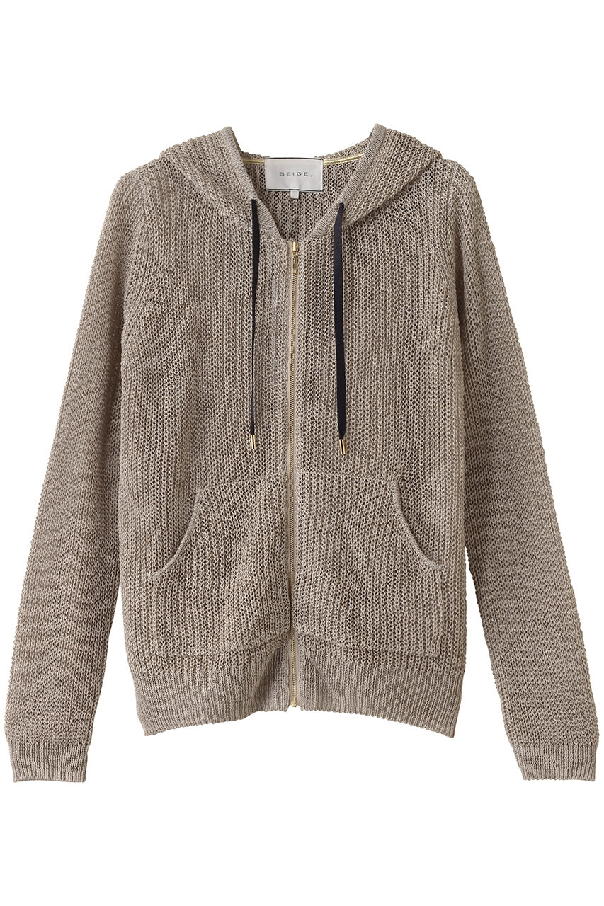 BEIGE, OPTICAL(オプティカル)/ペーパーヤーンフーディージップニット (Flax, 4) ベイジ, ELLE SHOP BEIGE, OPTICAL(オプティカル)/ペーパーヤーンフーディージップニット (Flax, 4) ベイジ, ELLE SHOP