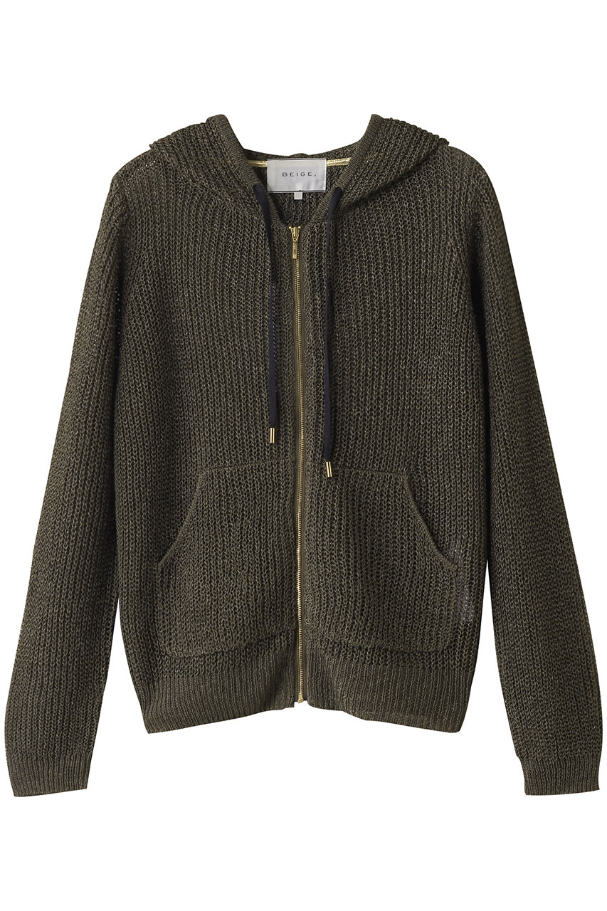 BEIGE, OPTICAL(オプティカル)/ペーパーヤーンフーディージップニット (Khaki, 4) ベイジ, ELLE SHOP BEIGE, OPTICAL(オプティカル)/ペーパーヤーンフーディージップニット (Khaki, 4) ベイジ, ELLE SHOP