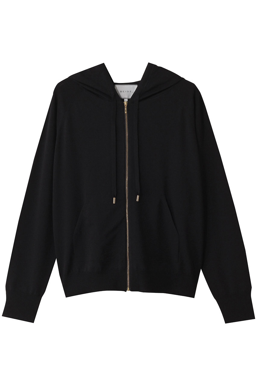 BEIGE, MONSTERA(モンステラ)/フーデットニット(ウォッシャブル対応) (Black, 4) ベイジ, ELLE SHOP BEIGE, MONSTERA(モンステラ)/フーデットニット(ウォッシャブル対応) (Black, 4) ベイジ, ELLE SHOP