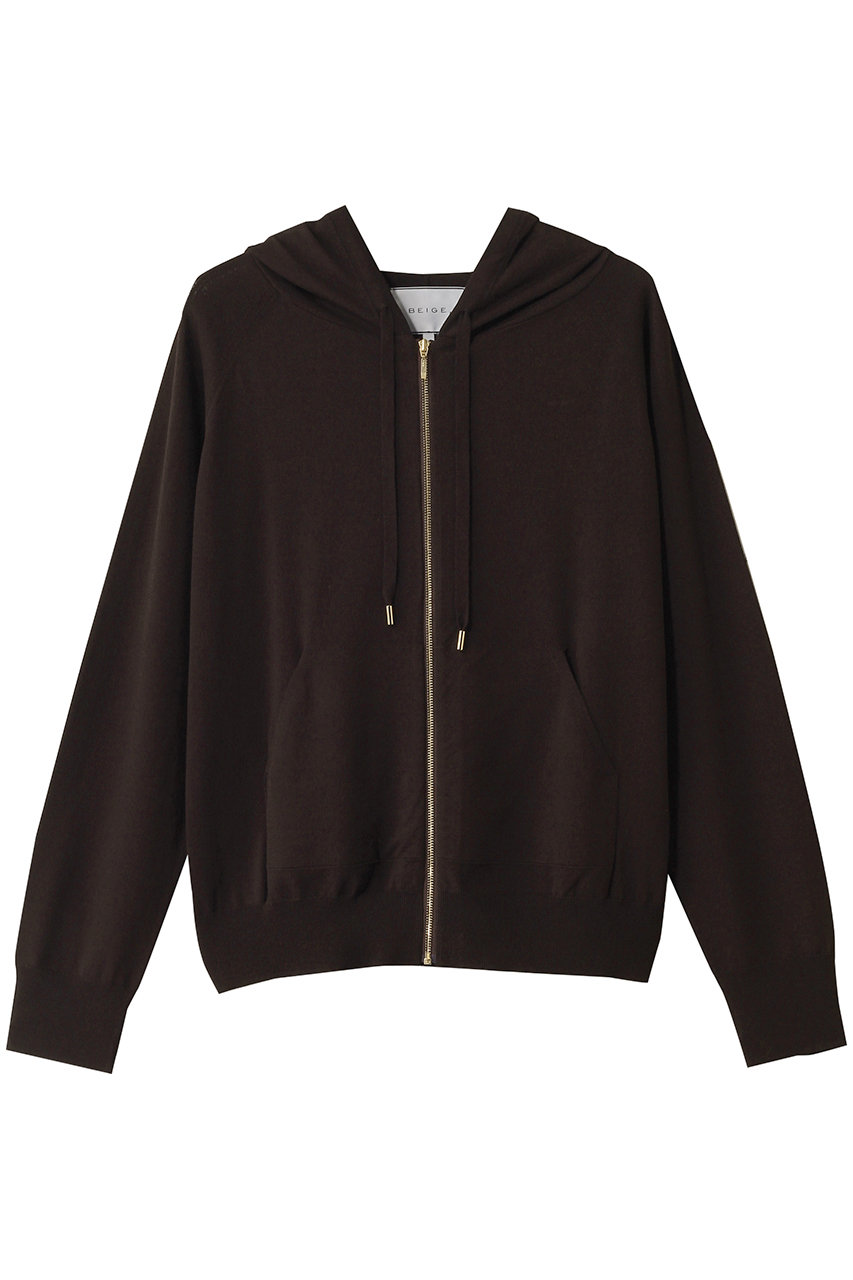 BEIGE, MONSTERA(モンステラ)/フーデットニット(ウォッシャブル対応) (Brown, 4) ベイジ, ELLE SHOP BEIGE, MONSTERA(モンステラ)/フーデットニット(ウォッシャブル対応) (Brown, 4) ベイジ, ELLE SHOP