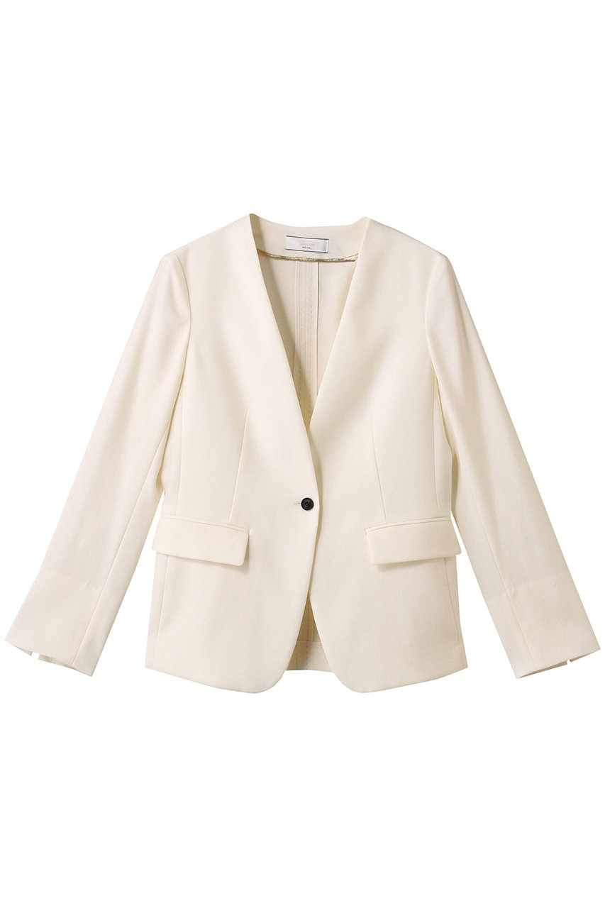 BEIGE, CAROLE(キャロル)/リネンライクノーカラーハーフ丈ジャケット (Ecru, 4) ベイジ, ELLE SHOP BEIGE, CAROLE(キャロル)/リネンライクノーカラーハーフ丈ジャケット (Ecru, 4) ベイジ, ELLE SHOP