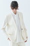 CAROLE（キャロル）/リネンライクノーカラーハーフ丈ジャケット ベイジ，/BEIGE，