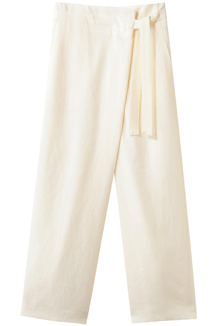 BEIGE， CAROLE（キャロル）/リネンライクラップワイドパンツ (Ecru, 4) ベイジ， ELLE SHOP