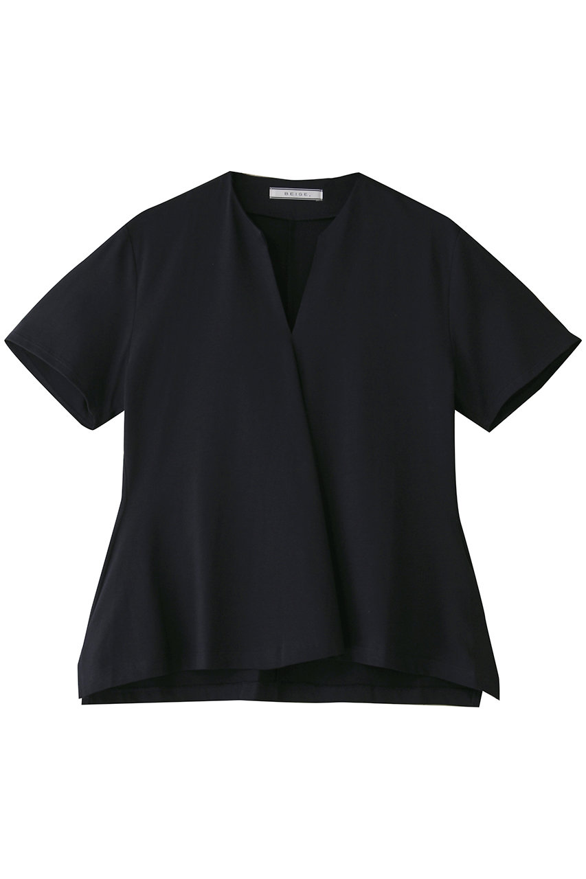 BEIGE, STOCK(ストック)/オーガニックコットン半袖Vスリットトップス (Navy, 4) ベイジ, ELLE SHOP BEIGE, STOCK(ストック)/オーガニックコットン半袖Vスリットトップス (Navy, 4) ベイジ, ELLE SHOP