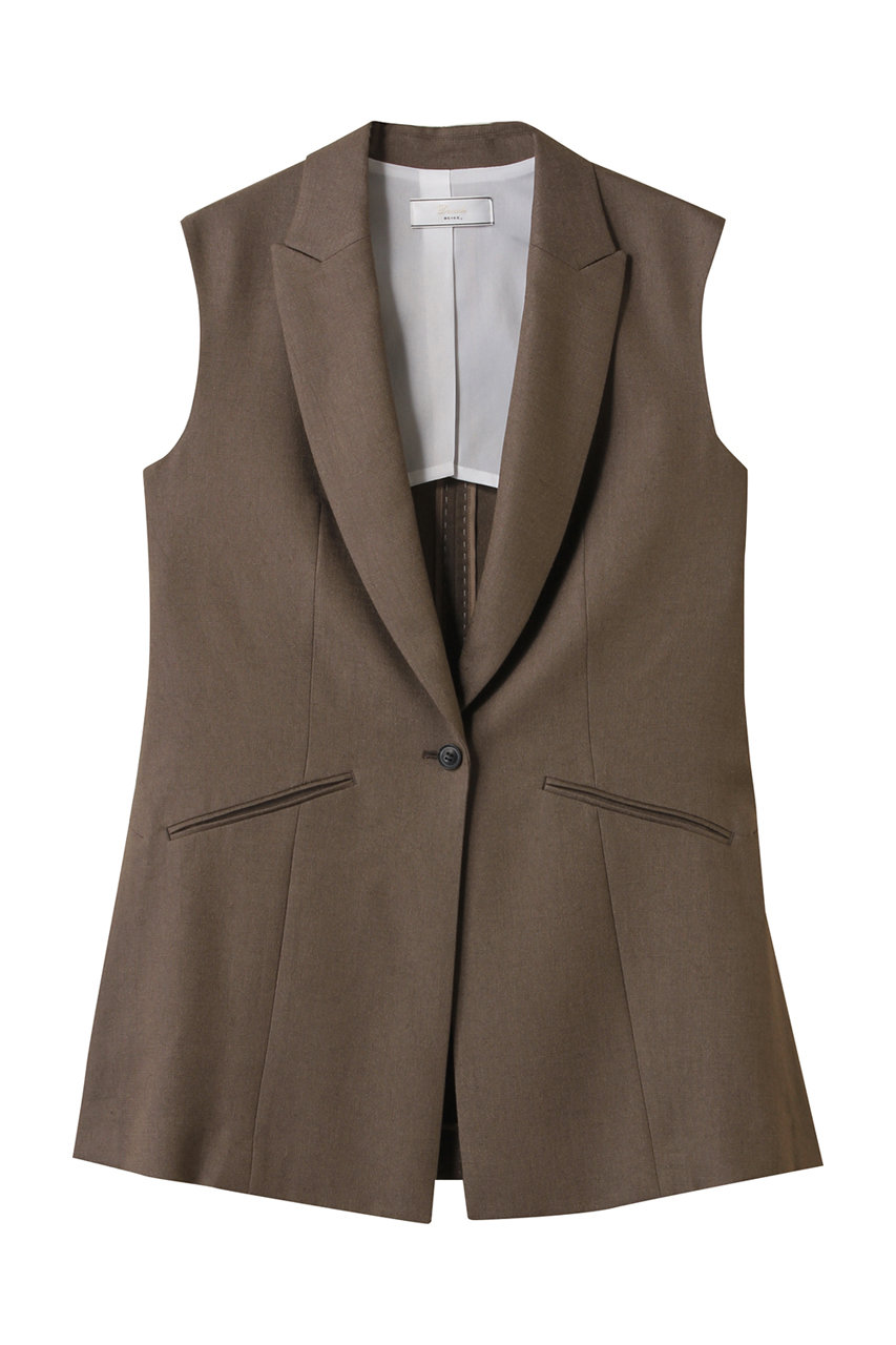BEIGE, CAROLE(キャロル)/リネンライクノースリーブジレジャケット (Brown, 4) ベイジ, ELLE SHOP BEIGE, CAROLE(キャロル)/リネンライクノースリーブジレジャケット (Brown, 4) ベイジ, ELLE SHOP