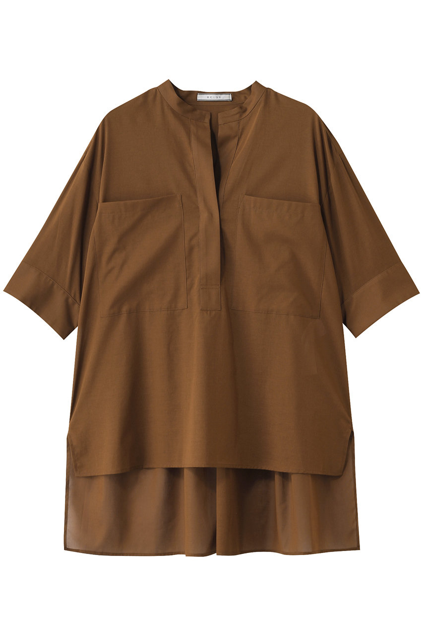 BEIGE, BAC / コットンビックポケットスタンドカラーシャツ/ (Brown, 4) ベイジ, ELLE SHOP BEIGE, BAC / コットンビックポケットスタンドカラーシャツ/ (Brown, 4) ベイジ, ELLE SHOP
