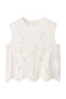 GALLERIA / コットンエンブロイダリーノースリーブブラウス/ ベイジ，/BEIGE， White