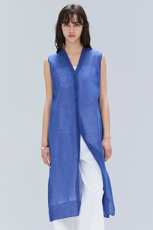 ベイジ，/BEIGE，のMILANO / リネン混シアーロングジレカーディガン/(110300/110303)