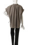 BATEAU（バトー）/Vネックバックギャザーハーフスリーブブラウス ベイジ，/BEIGE，