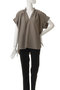 BATEAU（バトー）/Vネックバックギャザーハーフスリーブブラウス ベイジ，/BEIGE，