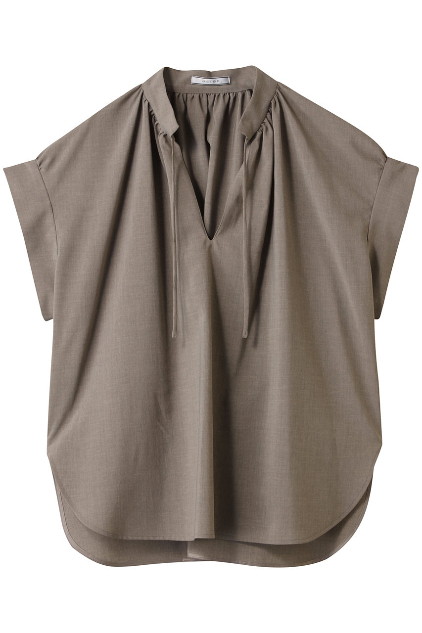 BATEAU(バトー)/Vネックバックギャザーハーフスリーブブラウス