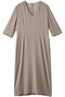 CINDY（シンディ）/Vネックハーフスリーブワンピース ベイジ，/BEIGE， Taupe × White
