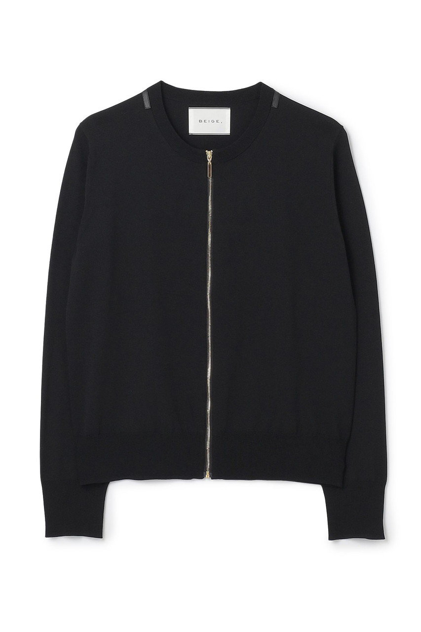 BEIGE, NADIA / レザーラインジップカーディガン (Black, 4) ベイジ, ELLE SHOP BEIGE, NADIA / レザーラインジップカーディガン (Black, 4) ベイジ, ELLE SHOP