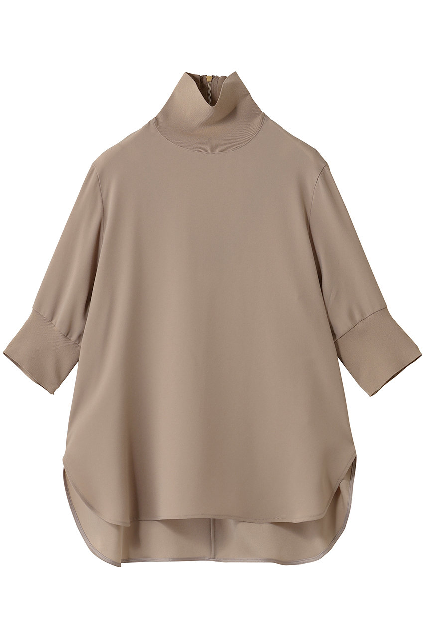 BEIGE, FLEUR(フルール)/ニットコンビハイネック半袖ブラウス (Beige, 4) ベイジ, ELLE SHOP BEIGE, FLEUR(フルール)/ニットコンビハイネック半袖ブラウス (Beige, 4) ベイジ, ELLE SHOP