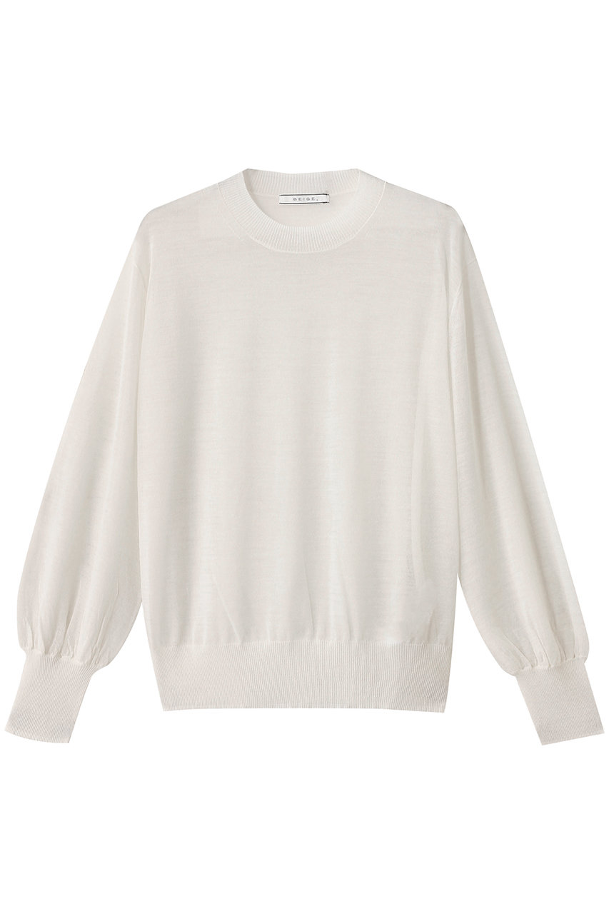 ベイジ，/BEIGE，のCADDO（キャドー）/シアーウールクルーネックトップス(Ecru/KRCWGA0203)