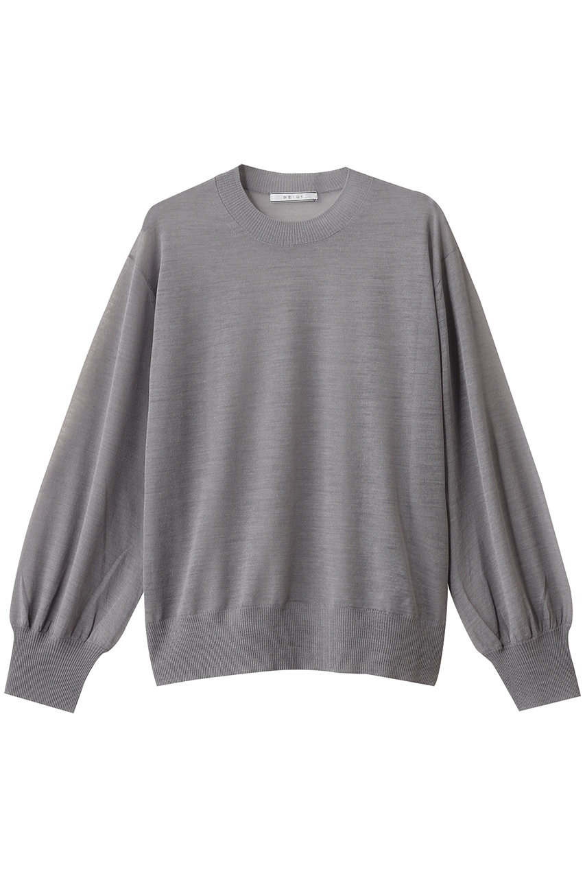 BEIGE， CADDO（キャドー）/シアーウールクルーネックトップス (Md.Gray, 4) ベイジ， ELLE SHOP