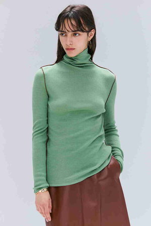 ベイジ，/BEIGE，のFORD（フォード）/ウール配色メローハイネックカットソー(110100/110103)