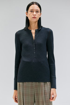 ベイジ，/BEIGE，のFORD（フォード）/ウール配色メローヘンリーネックカットソー(110100/110103)