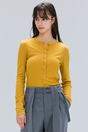 ベイジ，/BEIGE，のFORD（フォード）/ウール配色メローヘンリーネックカットソー(110100/110103)